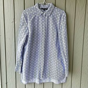 Chadwicks 100% Cotton Blue White Striped Tunic Blouse, Size M